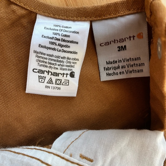 Carhartt canvas infant bib overalls size 3 month baby. - Picture 3 of 3